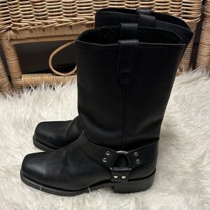 Dingo Black Leather Combat Boots
